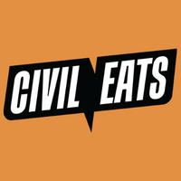 Civil Eats logo on orange background.