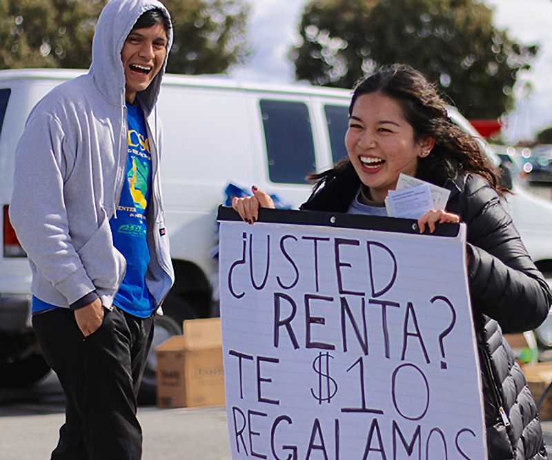 Undergraduate students Steven Carmona Mora and Dominick Morales conducting surveys in Santa Cruz, CA. 