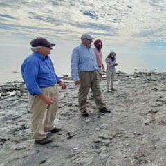 UC Santa Cruz Environmental Studies Professor Brent Haddad, second from left, and members of the Independent Review Panel conducted a site visit at Bombay Beach on the Salton Sea in November 2021 as part of the panel's work to evaluate water importation concepts.