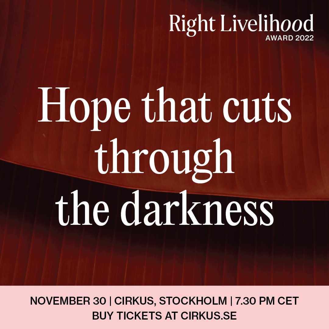 Right Livelihood Poster: Hope that cuts through the darkness