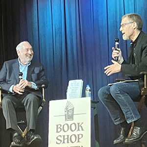 Nobel Prize-winning economist Joseph Stiglitz (left) told Chris Benner that he decided to write his new book as a rebuke to two books that are cornerstones of American conservative economic policy: Milton Friedman’s Capitalism and Freedom and Friedrich Hayek’s The Road to Serfdom. Photo by Dan White.